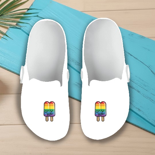 Let's stick together funny gay couple popsicle Slip On Clogs