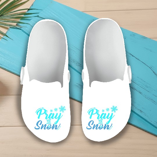 Pray for Snow Snow White Christmas Praying Slip On Clogs