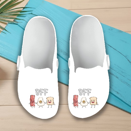 Fried egg bacon and toast best friends forever Slip On Clogs