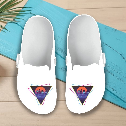 future city synthwave Slip On Clogs