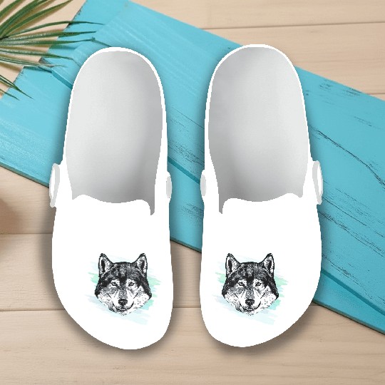 Wolf Arctic Art Animal Lover Gift Idea Slip On Clogs