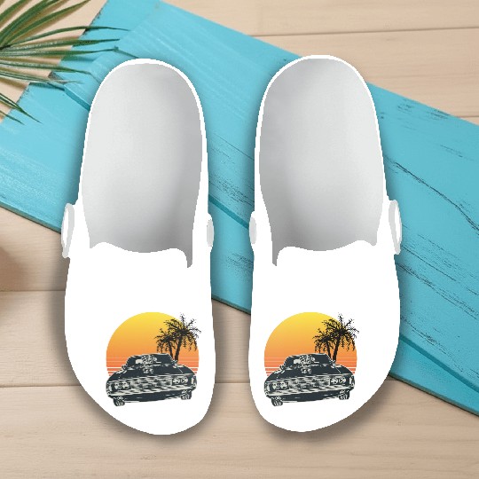 Muscle Car Sunset Slip On Clogs