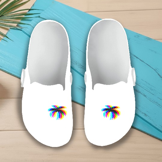 Palm Springs Neon Tree (White) Slip On Clogs