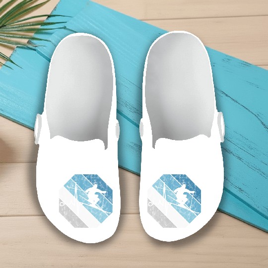 Ski Skiing Skier Mountains Retro Gift Winter Snow Slip On Clogs