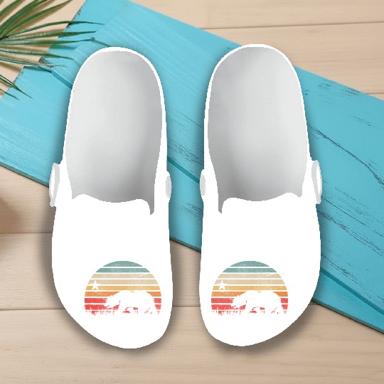 California Bear Retro Vintage Sunset Slip On Clogs