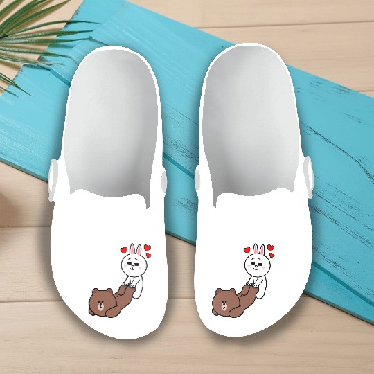 Brown bear and Cony Be My Lover Slip On Clogs