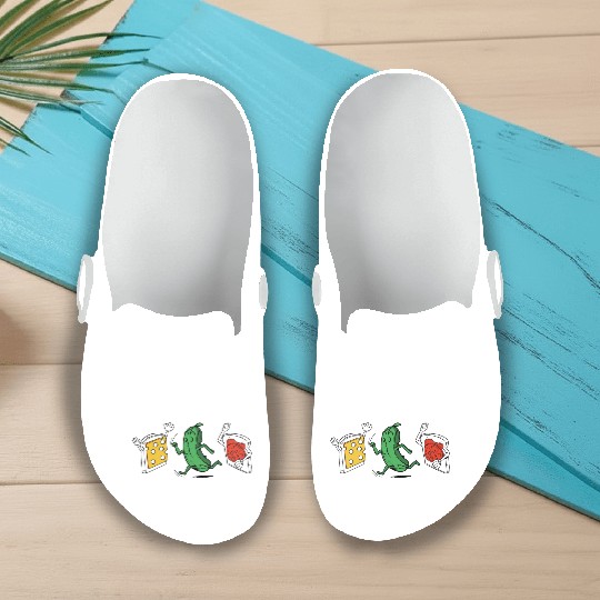 Baseball Pickle Runner Tomato Cheese Sandwich Joke Slip On Clogs