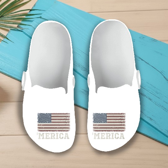 Merica Vintage Usa Flag Slip On Clogs