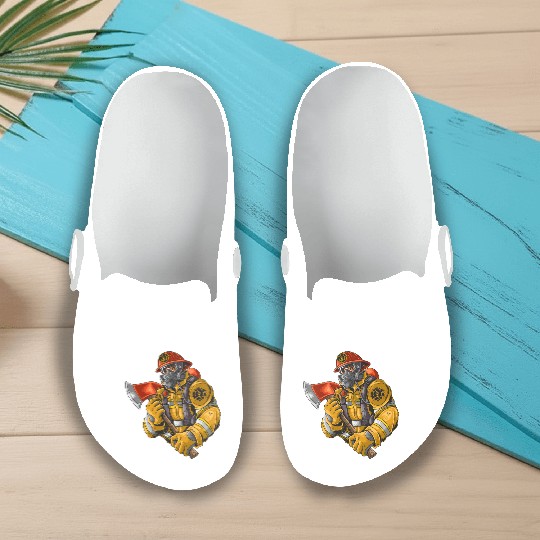firefighter fire brigade fire station blueish use Slip On Clogs