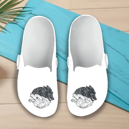 Wolf yin yang meditation philosophy symbol Slip On Clogs