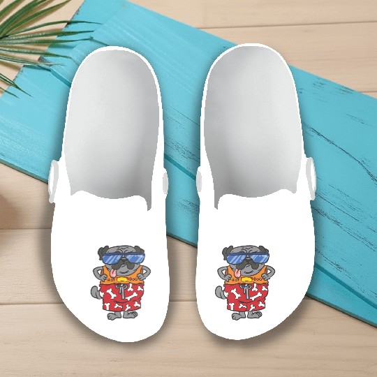Hot Dog Pug Lover Summer Beach Slip On Clogs