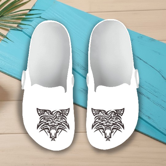 Shape wolf head cool tattoo animal vector image Slip On Clogs