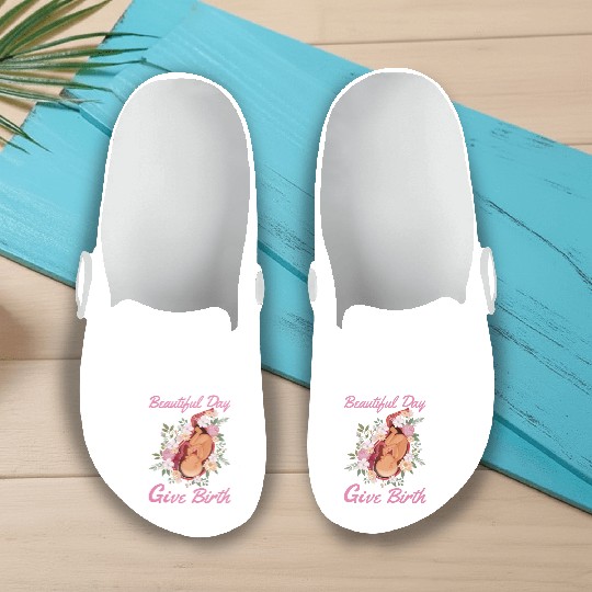 Midwife Cute Flowers Baby Catcher Doula Slip On Clogs