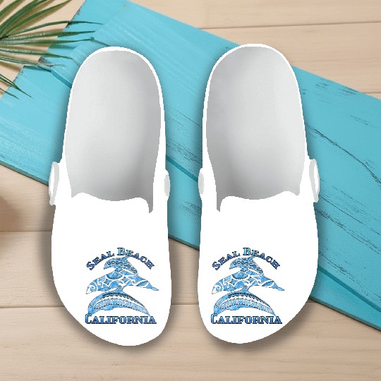 Seal Beach California Vacation Tribal Dolphins Slip On Clogs