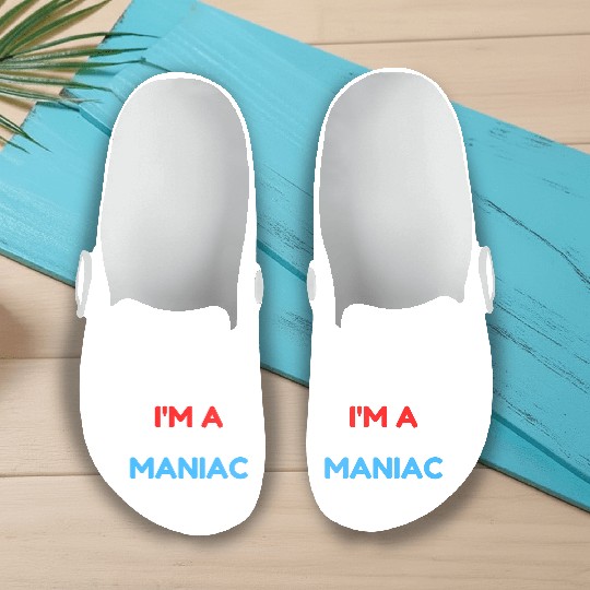 Fuckin' Maniac (Red, White and Blue version) Slip On Clogs