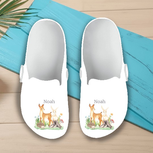 Waldtier Waldtier Reh Hase Hedgehog Flowers Name Slip On Clogs