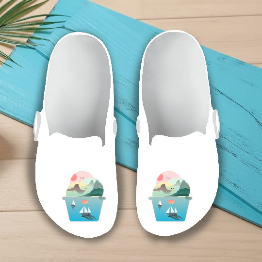 Ice Cream Summer Ocean Wanderlust Sailing Sunset Slip On Clogs