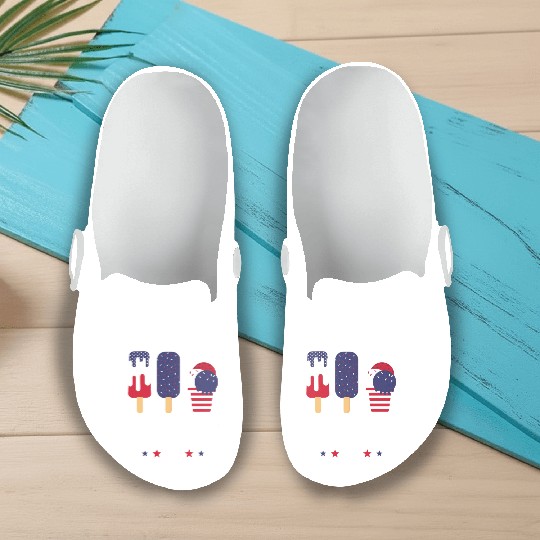 Merica Ice Cream Lover Popsicles US Flag Slip On Clogs