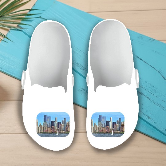Manhattan NY – Sailboat By Manhattan Skyline Slip On Clogs