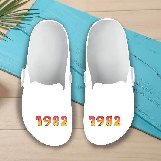 1982 Happiness Year In Orange - Yellow Design Slip On Clogs
