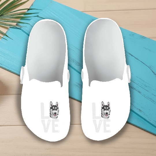 LOVE HUSKY DOGS Slip On Clogs