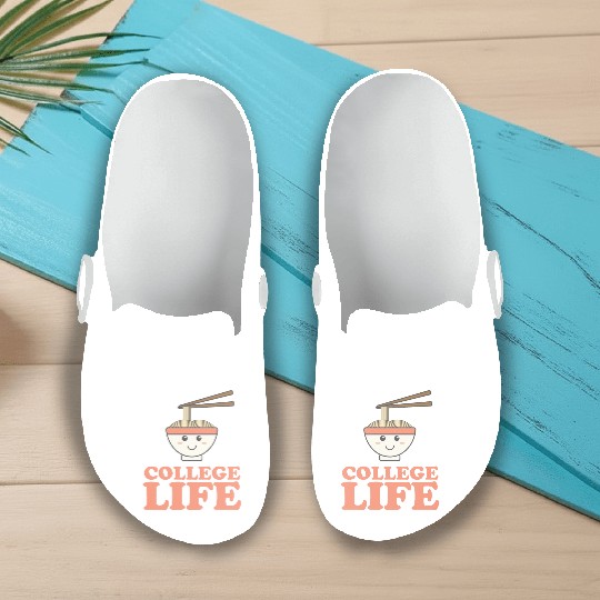 Funny College Life Cute Ramen Noodle Gift Slip On Clogs