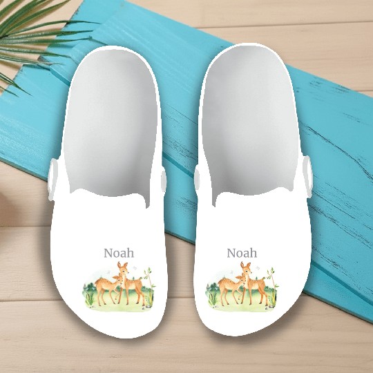 Waldtier Reh Flowers Name Noah Slip On Clogs