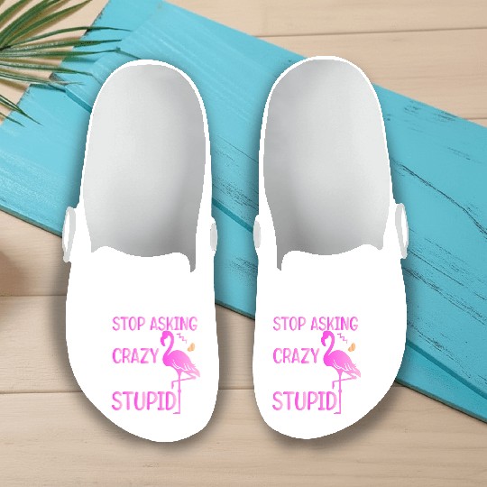 Funny Flamingo Stop Asking Slip On Clogs