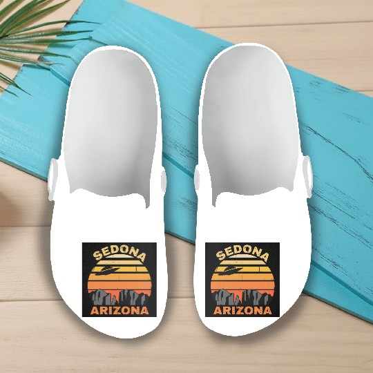 Sedona Arizonna Retro Sunset and UFO Slip On Clogs