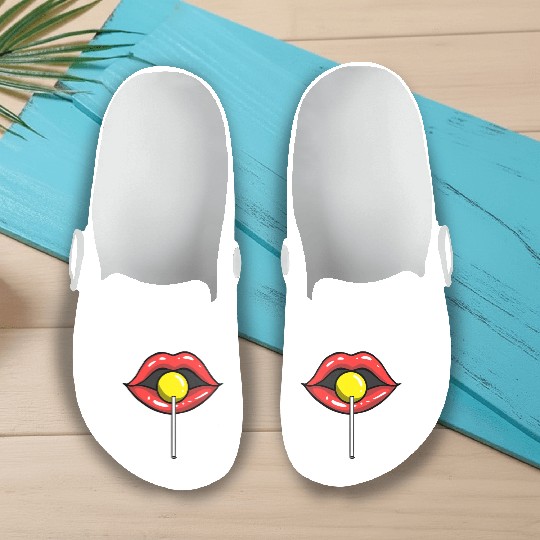Red Lips Lollipop for Lollipop Lover Slip On Clogs