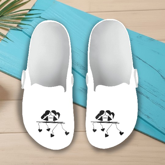 lesbian couple love symbol Slip On Clogs