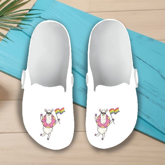 LGBT Rainbow Funny Llama Gay Pride Lesbian Gift Slip On Clogs