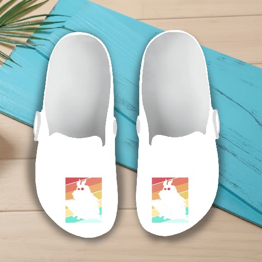 Retro Mothman Cryptid 80s Vintage Mothman Slip On Clogs