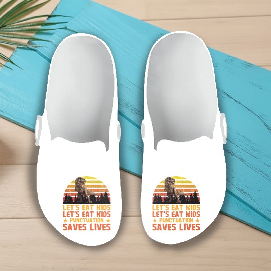 Let's Eat Punctuation Saves Lives Grammar Teacher Slip On Clogs