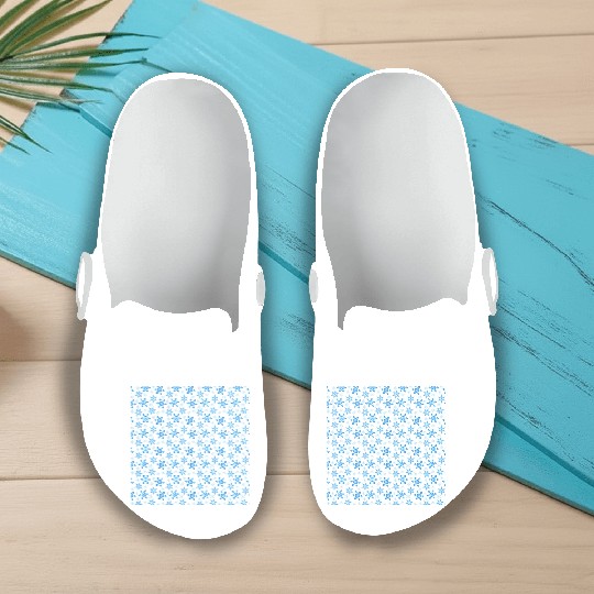Modern Snowflakes Pattern White Blue Slip On Clogs