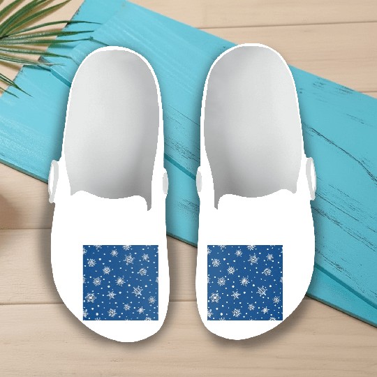 Modern Navy Blue Snowflakes Pattern Slip On Clogs