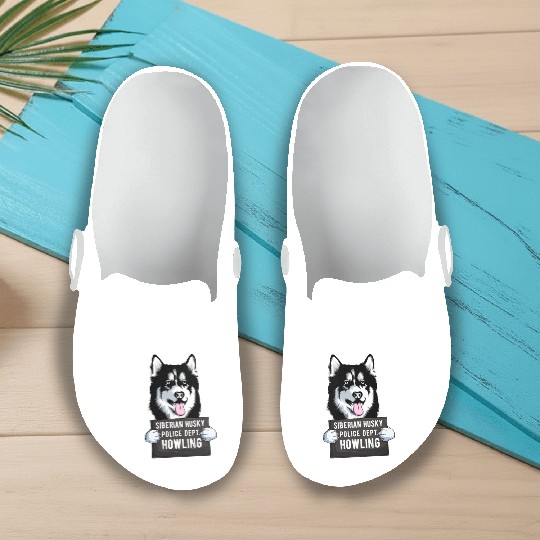 Husky Mugshot Dog Lover Slip On Clogs