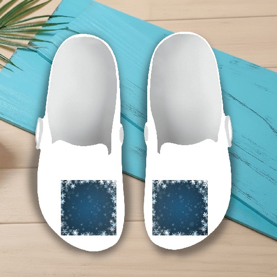 Navy Blue White Snowflakes Pattern Slip On Clogs