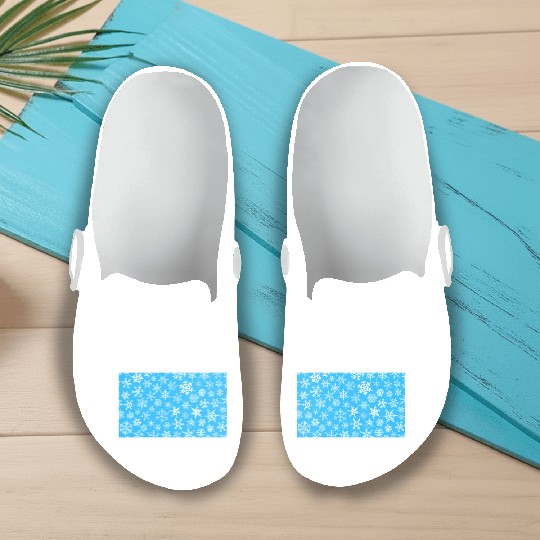 Winter Snowflakes Pattern Blue White Slip On Clogs