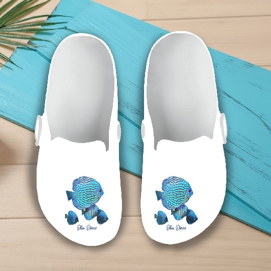 BLUE DISCUS FISH Slip On Clogs