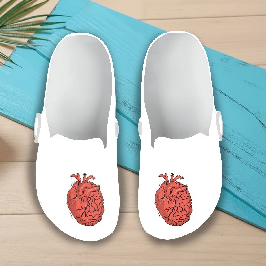 Half Brain Half Heart Organ Anatomy Science Slip On Clogs