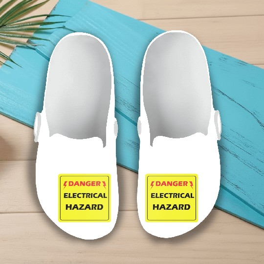 Danger Electrical Hazard Yellow warning Label Slip On Clogs