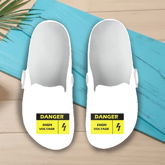 Danger Electrical Hazard Yellow warning Label Slip On Clogs