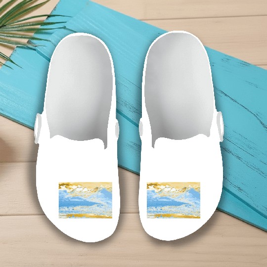 Golden Blue Mountain Lake Slip On Clogs