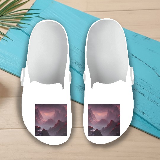 Lonely Red Mountains on an Alien Planet Abstract Slip On Clogs