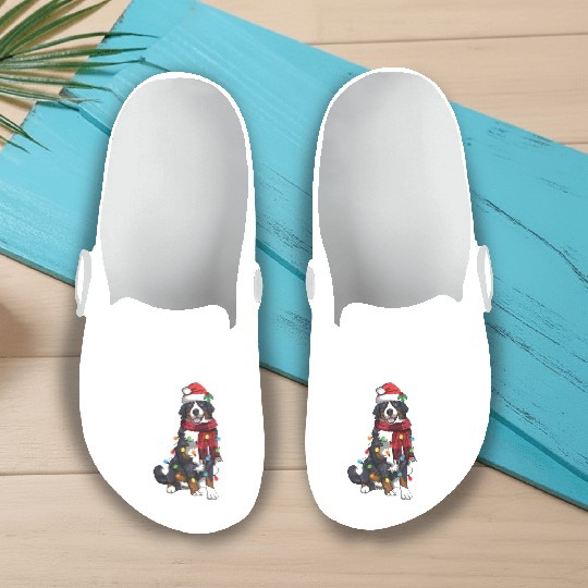 Bernese Mountain Christmas Light Funny Dog Lover Slip On Clogs