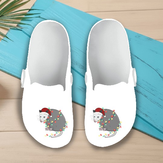 Christmas Animal Opposum Light Chain Hat Slip On Clogs