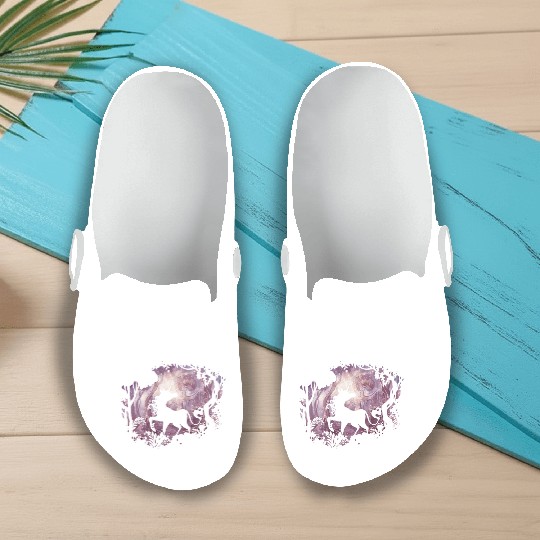 unicorn in magical forest Slip On Clogs