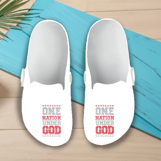 One Nation Under God USA American US America Slip On Clogs