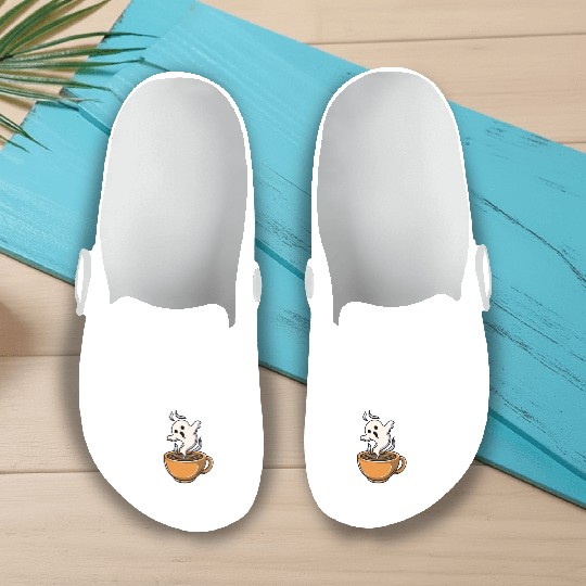 Ghost Hunting And Coffee Funny Ghost Gift Slip On Clogs